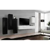 AEA Wohnzimmer Garnitur Wohnwand Komplett Set Lowboard TV-Ständer Holz Möbel