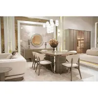 AEA Elegantes Esszimmer-Set in Beige aus Holz mit Stühlen und Konsole