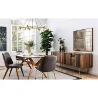 AEA Komplett Set Esstisch 4x Stühle Esszimmer Set Ess Gruppe Sideboard 7tlg