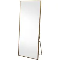 Happiq Vloerspiegel - Goud Aluminium Frame - 173 X 63 Cm - Full-length, Staand of Hangend, Decoratief - voor Slaapkamer, Kleedkamer