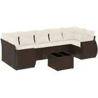 vidaXL 8-delige Loungeset met kussens poly rattan bruin