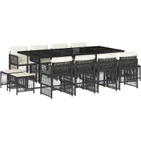 vidaXL 13-delige tuinset met kussens, zwart, van polyrotan