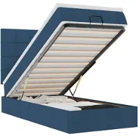 vidaXL Ottoman bed met matras en LED's 90x190cm stof blauw