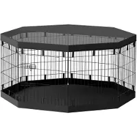 PawHut Puppyren, ren voor puppy's, afrastering met ademend net, zwart