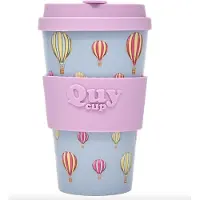 Quy Cup 400ml Ecologische Reis Beker - "Balloon" - BPA Vrij - Gemaakt van Gerecyclede Pet Flessen met Rose Siliconen deksel
