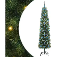 vidaXL Kunstkerstboom Groen 210 cm PVC en Staal en Kunststof