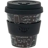 Quy Cup 230ml Ecologische Reis Beker - “Einstein” - BPA Vrij - Gemaakt van Gerecyclede Pet Flessen met Zwarte Siliconen deksel