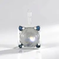 Cavill - Zilveren hanger - 925 sterling zilver gerhodineerd - Blauwe maansteen 1,35 ct & blauwe saffier 0,06 ct - Elegante ronde cabochon hanger