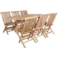 vidaXL Tuinfmeubels Set 7 st Naturel Massief Teakhout