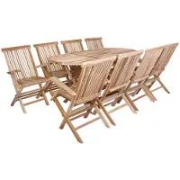 vidaXL Tuinfmeubels Set 9 st Naturel Massief Teakhout