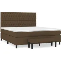 vidaXL Boxspring met matras stof donkerbruin 180x200 cm