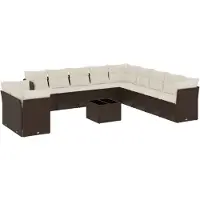 vidaXL 12-delige Loungeset met kussens poly rattan bruin