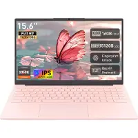 Muvano T156A‑3050E Laptop 15,6 Inch - AMD Athlon Silver 3050E - 16 GB DDR4 - 512 GB M.2 SATA SSD - QWERTY Toetsenbord met achtergrondverlichting - Vingerafdrukherkenning - Zilver en Roze