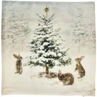 Essex Winter Wonderland Sierkussenhoes 40x40 cm - Kerstboom & Konijn Design