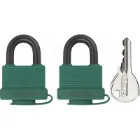 ABUS 2 Kettingsloten 70AL/45 Eén Sleutel Systeem 4 Sleutels Groen