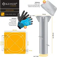 Kesser Parasolvoet Metaal Parasolhoulder - Metalen Bodemplaat voor Parasol Zweefparasol Inclusief Handschoenen - Zilver