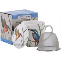 Marco polo Porseleinen Mok 380ml met Zeef - IJsvogel - Collectie 'Vogels van Polen'