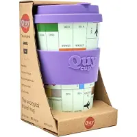 Quy Cup 400ml - Ecologische Reis Beker - “Vittoria - Monopoly (italian)” - BPA Vrij - Gemaakt van Gerecyclede Pet Flessen met Paars Siliconen deksel