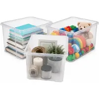 Sunware Opslagbox Nesta - 3x - kunststof - 32L - transparant - 45 x 36 x 24 cm - stapelbaar