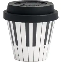 Quy Cup - 90ml Ecologische Reis Beker - Espressobeker “Piano” met Zwart Siliconen deksel 7x7x7cm