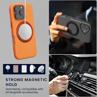 Kwmobile Hoesje met 360° ringstandaard voor Apple iPhone 16 Pro - Hardcase met draaibare kickstand - Compatibel met MagSafe - oranje