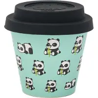 Quy Cup - 90ml Ecologische Reis Beker - Espressobeker “Il Panda” met Zwarte Siliconen deksel