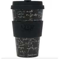 Quy Cup 400ml Ecologische Reis Beker - "Einstein" - BPA Vrij - Gemaakt van Gerecyclede Pet Flessen met Zwarte Siliconen deksel