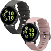 Kwmobile 2x horlogebandjes geschikt voor Garmin vivoactive 5 / active 5 bandje - Smartwatch bandjes van TPU - Activity tracker horloge band in grijs / oudroze