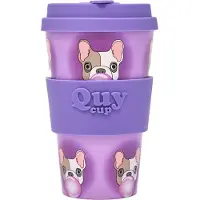 Quy Cup 400ml Ecologische Reis Beker - "Bubble" - BPA Vrij - Gemaakt van Gerecyclede Pet Flessen met Paars Siliconen deksel