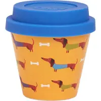 Quy Cup - 90ml Ecologische Reis Beker - Espressobeker “Pedro” met blauw Siliconen deksel 7x7x7cm
