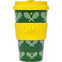 Quy Cup 400ml Ecologische Reis Beker - "TENNIS" - BPA Vrij - Gemaakt van Gerecyclede Pet Flessen met Gele Siliconen deksel