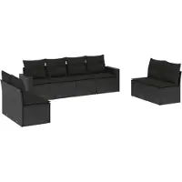 vidaXL 8-delige Loungeset met kussens poly rattan zwart