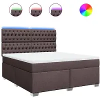 vidaXL Boxspring met matras stof donkerbruin 180x200 cm
