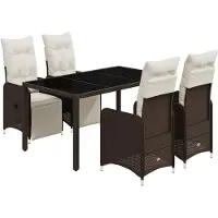 vidaXL 5-delige Bistroset met kussens poly rattan bruin