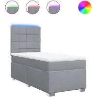 vidaXL Boxspring met matras stof lichtgrijs 80x200 cm