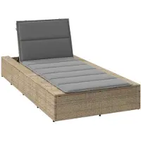 vidaXL Zonnebed met zwevende ligvlak, beige, polyrotan