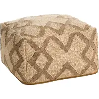 Beliani GOPI - Poef - Beige/Lichtbruin - 50 x 50 cm - Jute