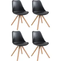 CLP Set van 4 stoelen Toulouse Square met vierkante houten poten | Kleur: zwart. Frame: naturel
