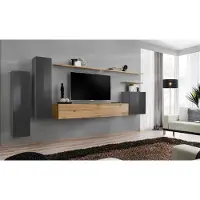 AEA Designer Wohnwand Möbel Wohnzimmer Luxus TV Ständer Holz Wandregal Komplett