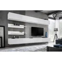 AEA Weiß Wohnwand Wohnzimmer Set 6 tlg Luxus Modern Holzmöbel Wandschrank TV-Ständer