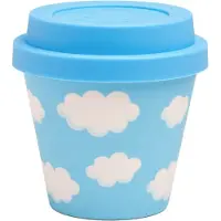 Quy Cup - 90ml Ecologische Reis Beker - Espressobeker “Sky” met licht blauw Siliconen deksel 7x7x7cm