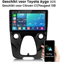 Junsun lINUX Draadloos Carplay & Andriod Auto Autoradio Geschikt voor Citroen C1 Peugeot 108 Toyota Aygo II - 10 Inch HD TouchScreen - Bluetooth - GPS navigatie- WiFi - FM - RDS- Airplay