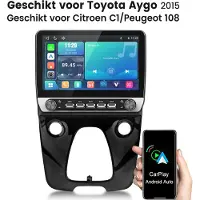 Junsun lINUX Systeem Draadloos Carplay & Andriod Auto Autoradio Geschikt voor Citroen C1 Peugeot 108 Toyota Aygo II - 10.1 Inch HD TouchScreen - Bluetooth - GPS navigatie- WiFi - FM - RDS- Airplay