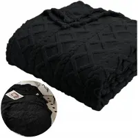 Fitizzio Zware 3D Gebreide Pluche Deken 160x200cm - Zwart