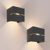 LEDVION - 2x LED Wandlamp - 3W - 3000K - IP54 - Tweezijdig - Zwart - Buitenlamp
