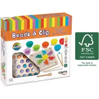 Cayro Beads and Clip - Montessori Sorteerspel met Kraaltjes, Pincet, Eetstokjes en Lepel - 8 Sjablonen Plus 2 Blanco - Motoriek en Kleurherkenning - Vanaf 3 Jaar - Collection