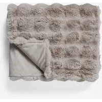 Primaviera Deluxe Plaid Pom Rabbit Fur - Taupe/Rose 150 x 200 cm