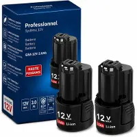Vareonix 2x 12V 3,0Ah lithium-ion vervangingsaccu, compatibel met Bosch Professional 12V – 3000mAh accus voor gereedschap – dubbelpack / set van 2