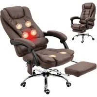 Vinsetto Massagekantoorstoel, ergonomische bureaustoel met ligfunctie