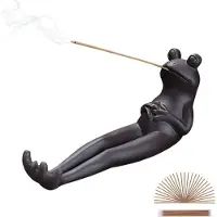 Markenlos Keramische kikker-wierookbrander met 45 sandelhout-wierookstokjes - Ideaal voor aromatherapie en meditatie